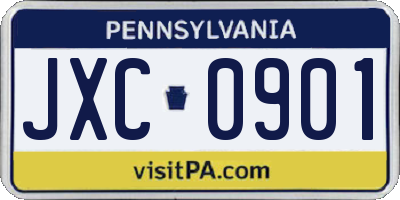 PA license plate JXC0901