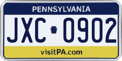 PA license plate JXC0902