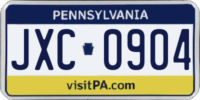 PA license plate JXC0904