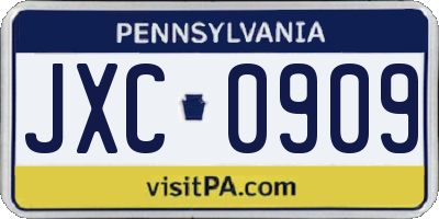 PA license plate JXC0909