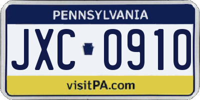 PA license plate JXC0910