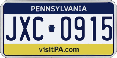 PA license plate JXC0915