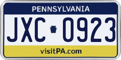 PA license plate JXC0923