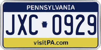 PA license plate JXC0929