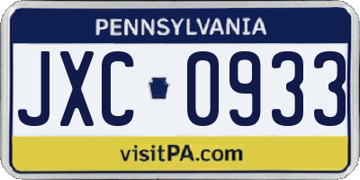 PA license plate JXC0933