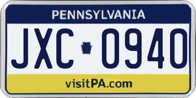 PA license plate JXC0940