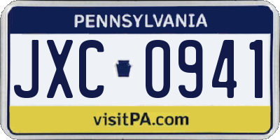 PA license plate JXC0941