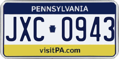 PA license plate JXC0943