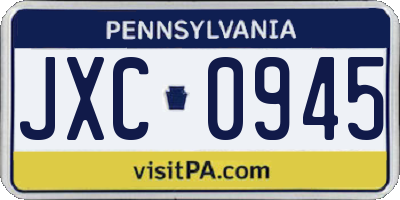 PA license plate JXC0945
