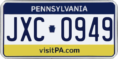 PA license plate JXC0949