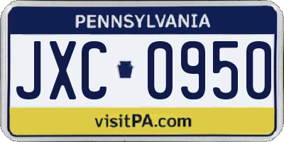 PA license plate JXC0950