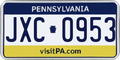 PA license plate JXC0953