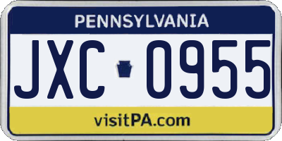 PA license plate JXC0955