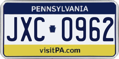 PA license plate JXC0962