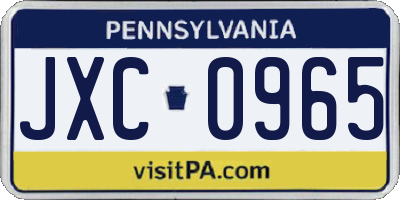PA license plate JXC0965