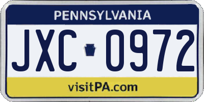PA license plate JXC0972