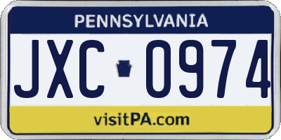 PA license plate JXC0974