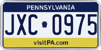 PA license plate JXC0975