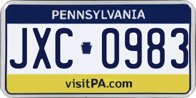 PA license plate JXC0983