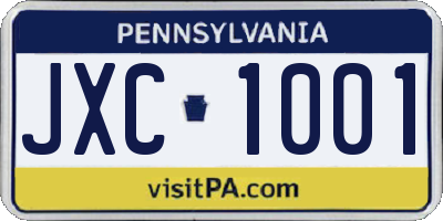 PA license plate JXC1001