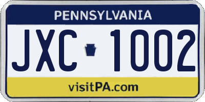 PA license plate JXC1002