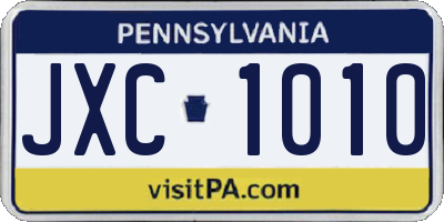 PA license plate JXC1010