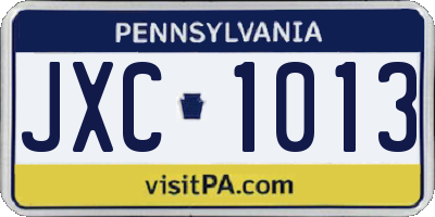 PA license plate JXC1013