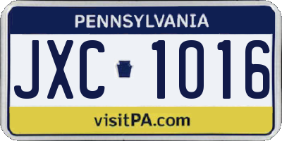 PA license plate JXC1016
