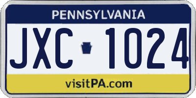 PA license plate JXC1024