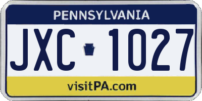 PA license plate JXC1027