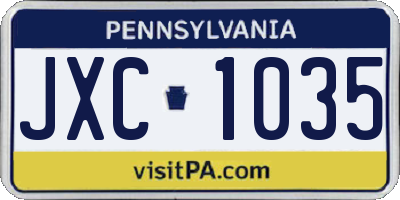 PA license plate JXC1035