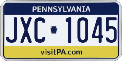 PA license plate JXC1045