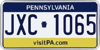 PA license plate JXC1065