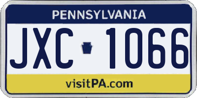 PA license plate JXC1066
