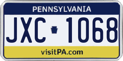 PA license plate JXC1068