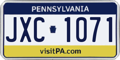 PA license plate JXC1071