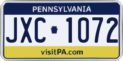 PA license plate JXC1072