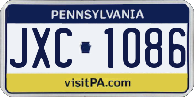PA license plate JXC1086