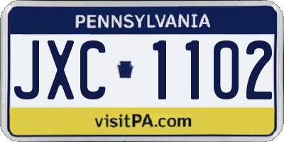 PA license plate JXC1102