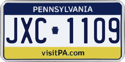 PA license plate JXC1109