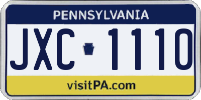 PA license plate JXC1110