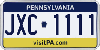 PA license plate JXC1111