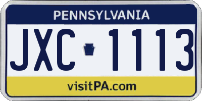 PA license plate JXC1113