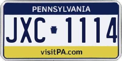 PA license plate JXC1114
