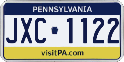PA license plate JXC1122