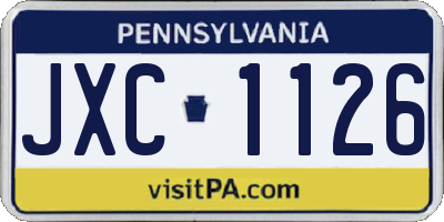 PA license plate JXC1126