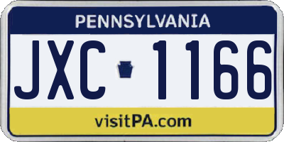PA license plate JXC1166
