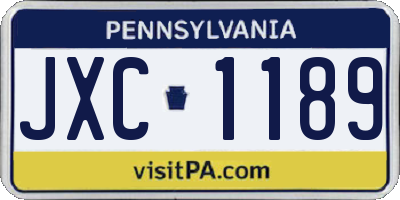 PA license plate JXC1189