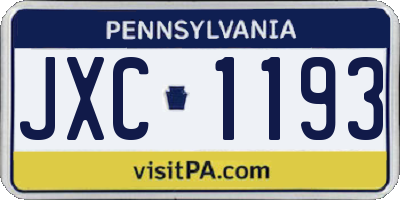 PA license plate JXC1193