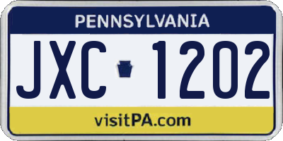 PA license plate JXC1202